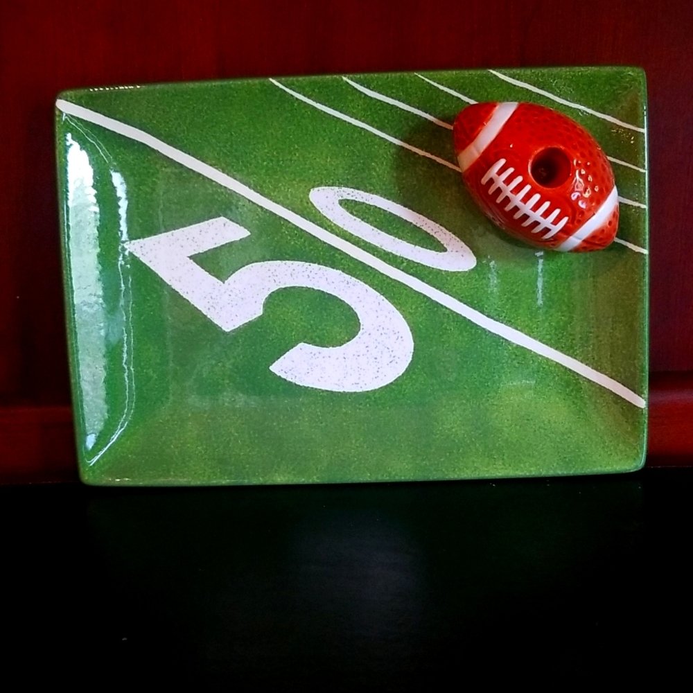 Football Appetizer Serving Plate Clay Art